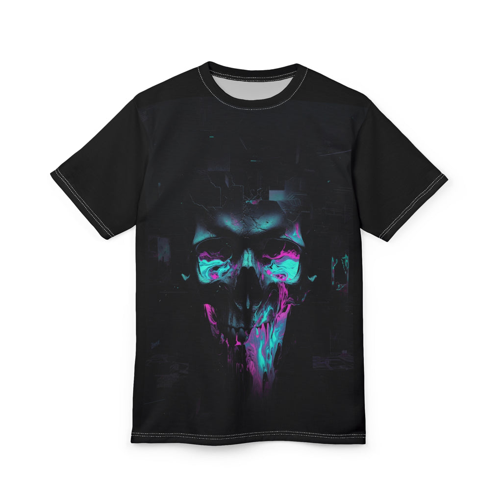 Neon Glitch Skull Tee | Cyberpunk Skull T-Shirt