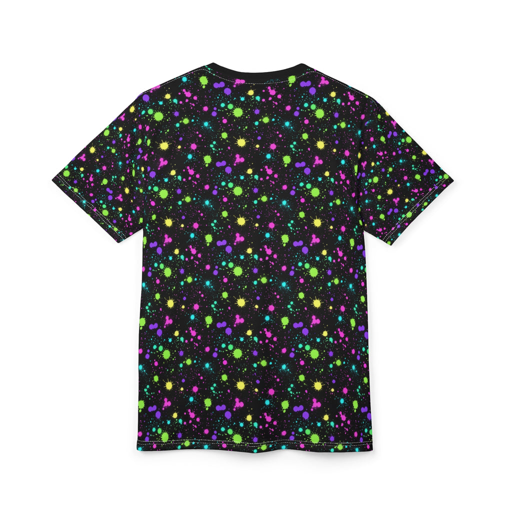 Neon Paint Splatters Tee | Black Galaxy All-Over Print