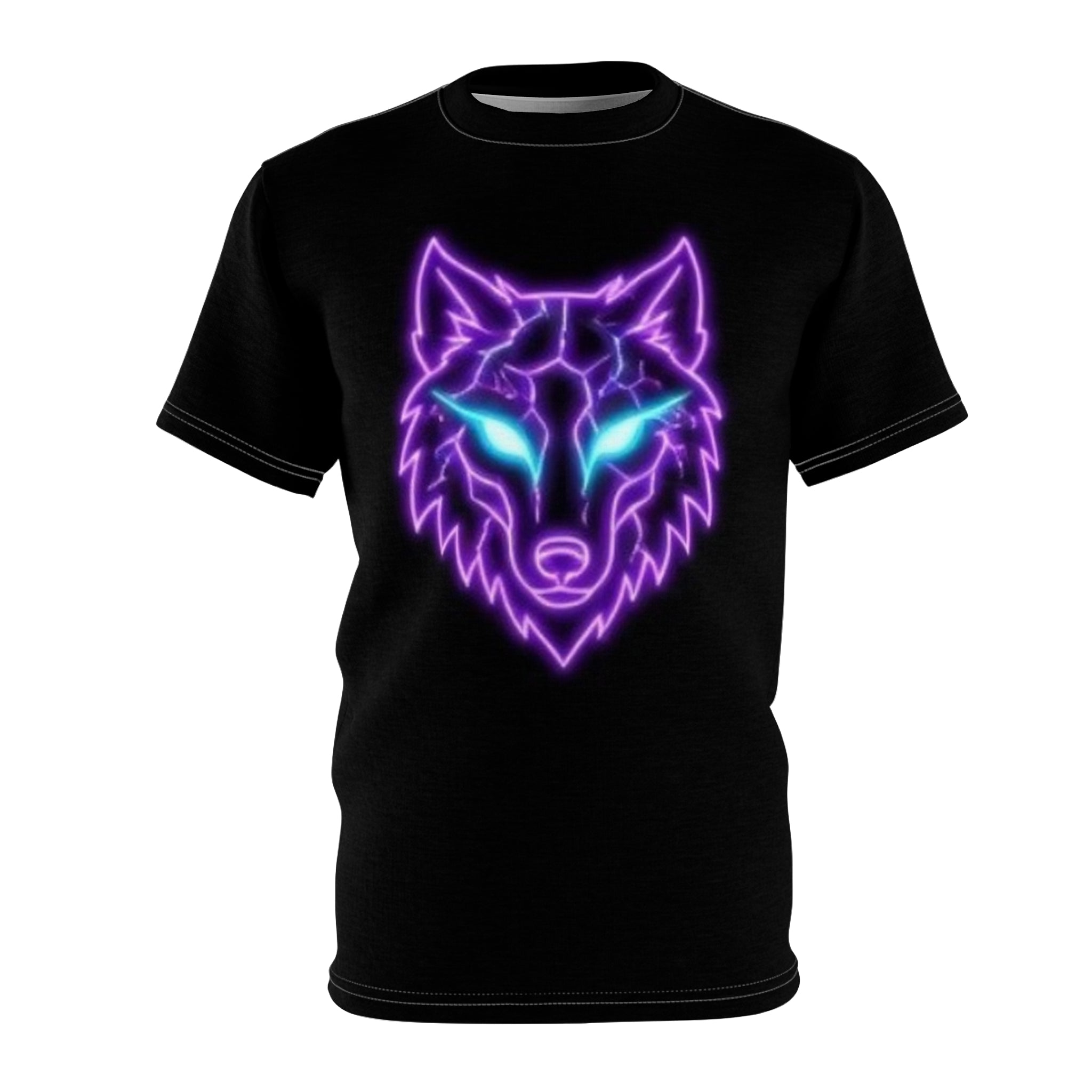 Neon Wolf Head Tee | Glowing Cyberpunk Wolf T-Shirt