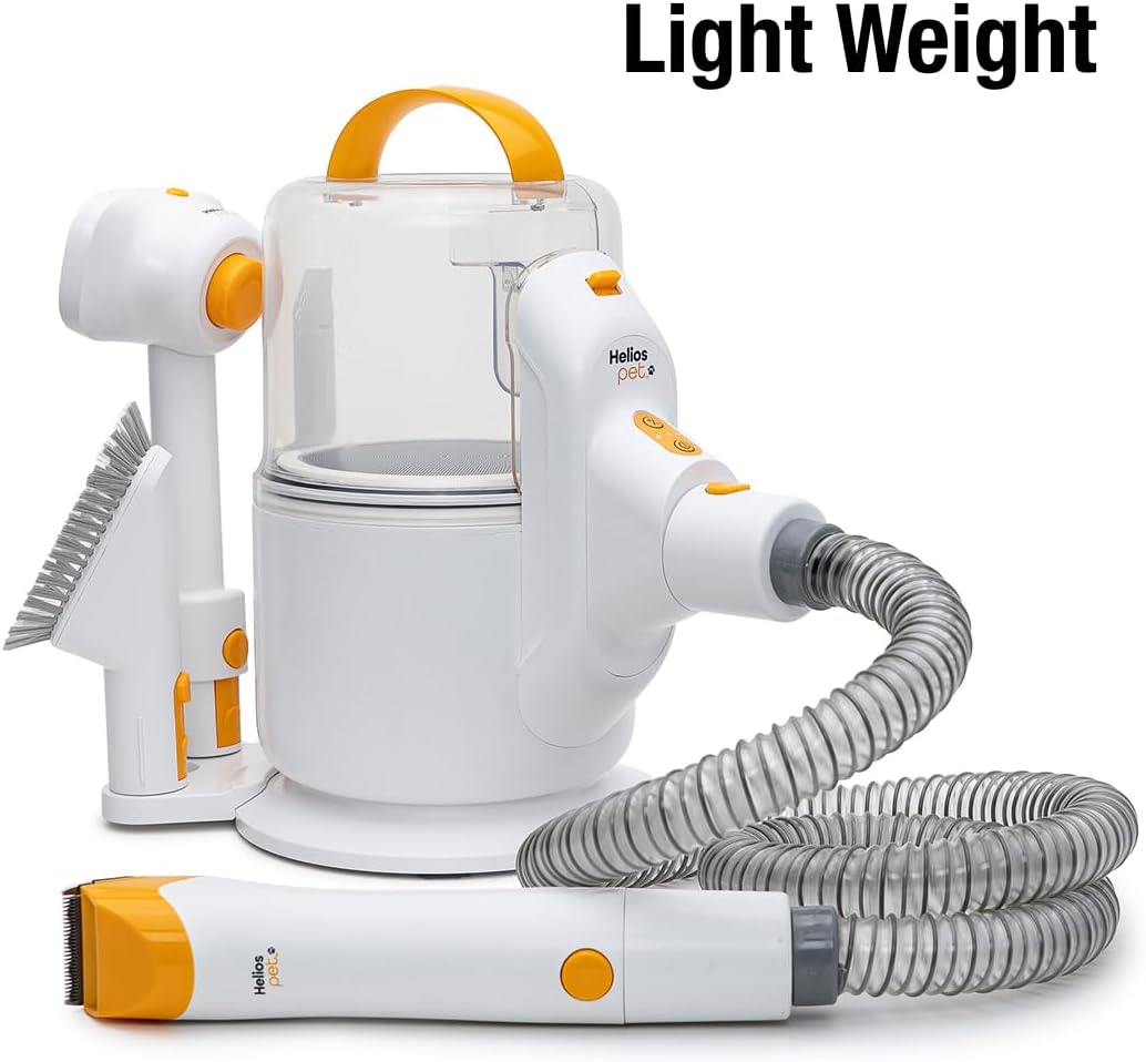 Helios - Low Noise, Light Weight, Strong Suction Pet Grooming & Vacuum - All-in-One Trimmer, De-Shedding & Cleaning System for Dogs & Cats