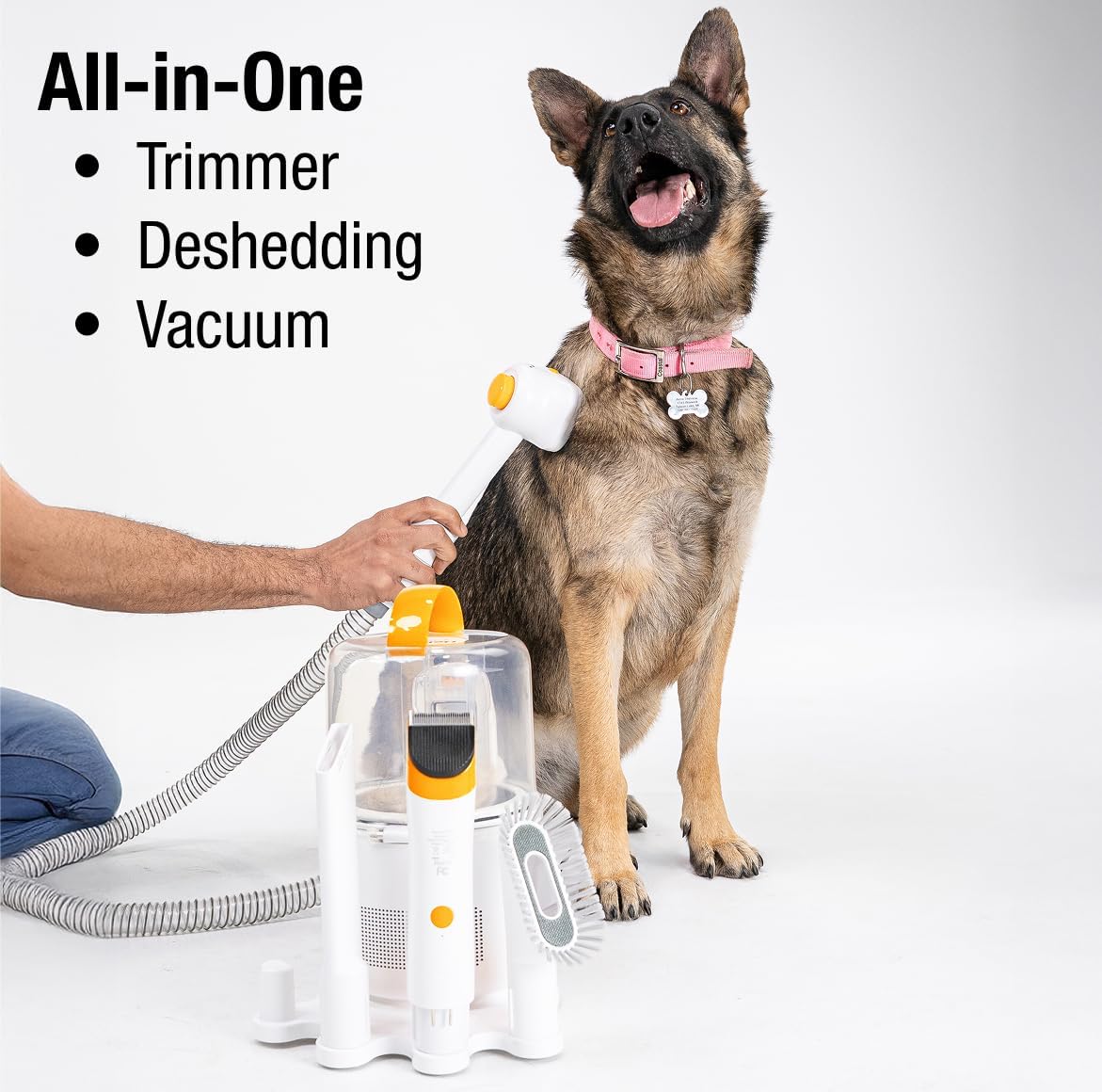 Helios - Low Noise, Light Weight, Strong Suction Pet Grooming & Vacuum - All-in-One Trimmer, De-Shedding & Cleaning System for Dogs & Cats